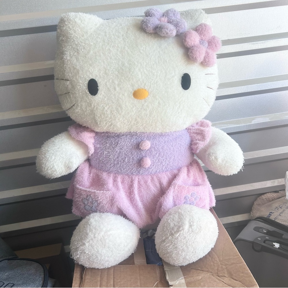 Large Plush hello Kitty Toy with Pink and Purple Dress